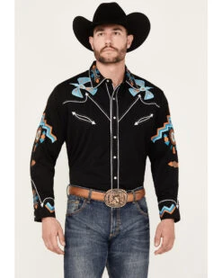Scully Men's Phoenix Embroidered Retro Long Sleeve Western Shirt 