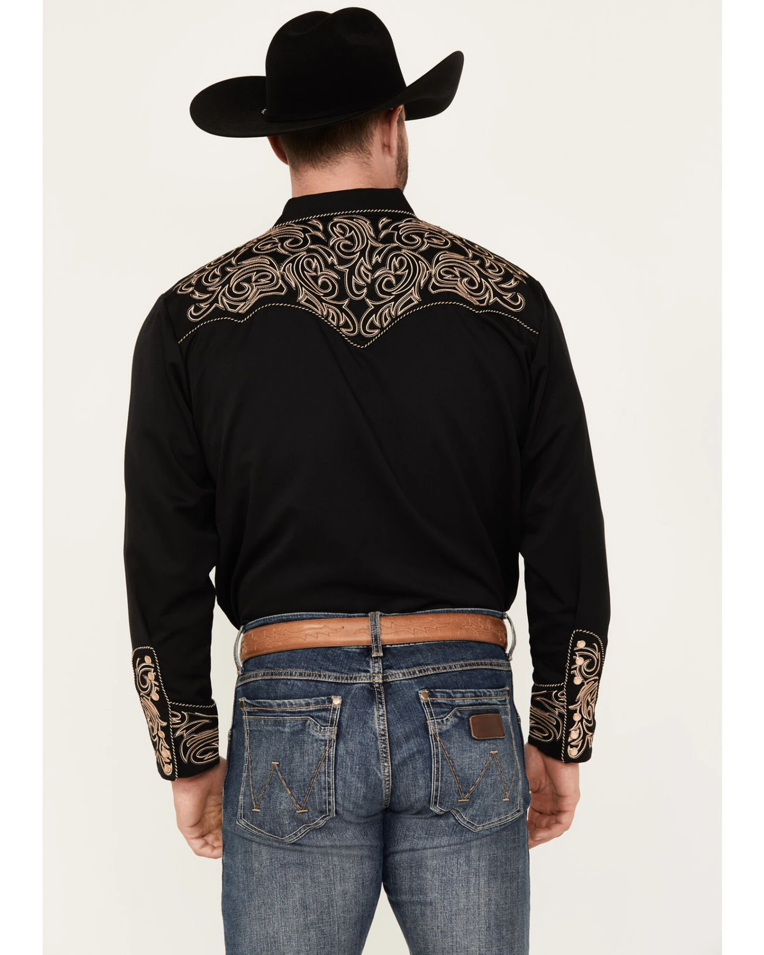 Scully Men's Embroidered Scroll Long Sleeve Snap Western Shirt 6 Scully Men's Embroidered Scroll Long Sleeve Snap Western Shirt - Image 4