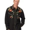 Scully Men's Floral Embroidered Vintage Long Sleeve Snap Western Shirt