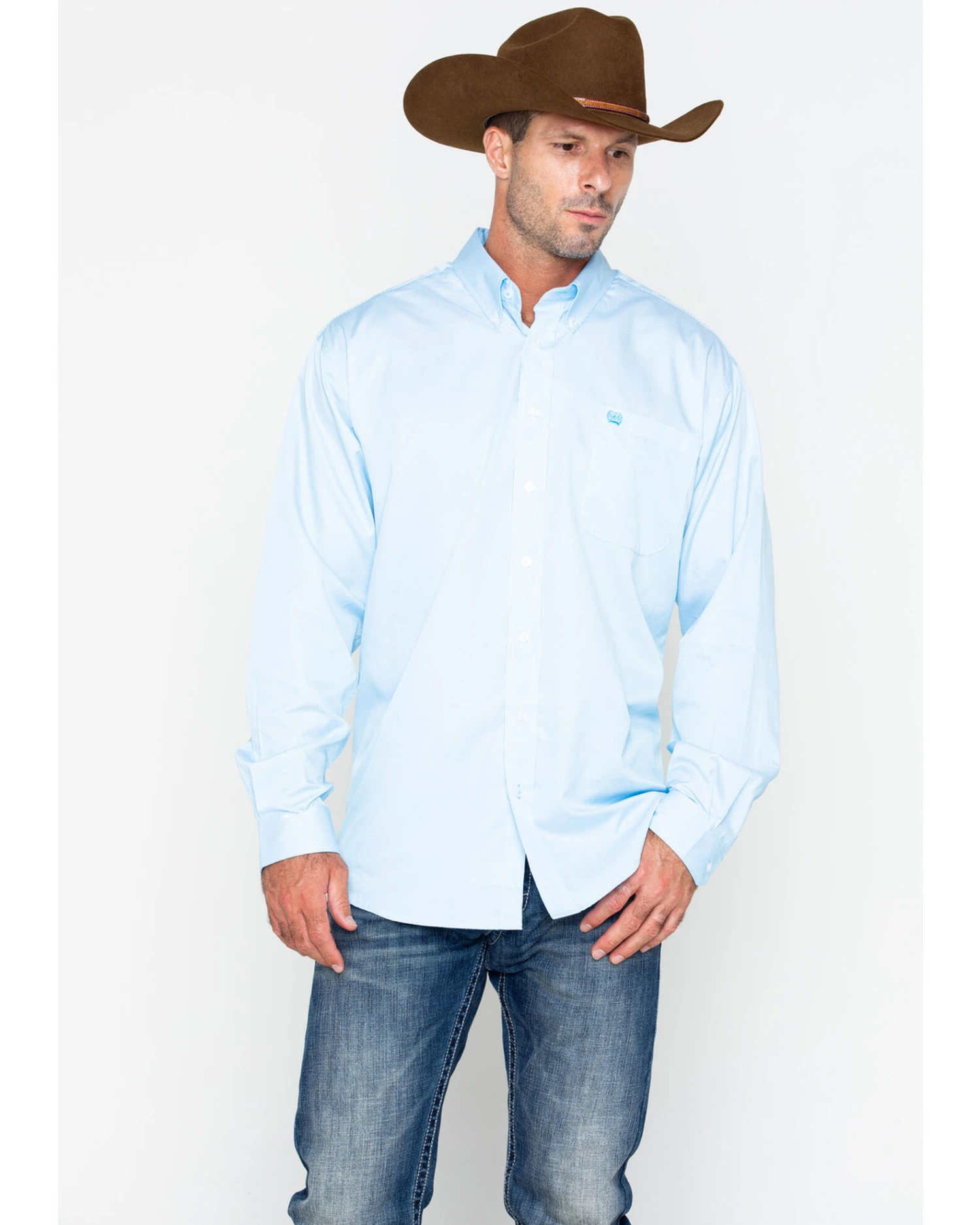 Cinch Men's Light Blue Stripe Long Sleeve Button-Down Shirt 7 Cinch Men's Light Blue Stripe Long Sleeve Button-Down Shirt - Image 5