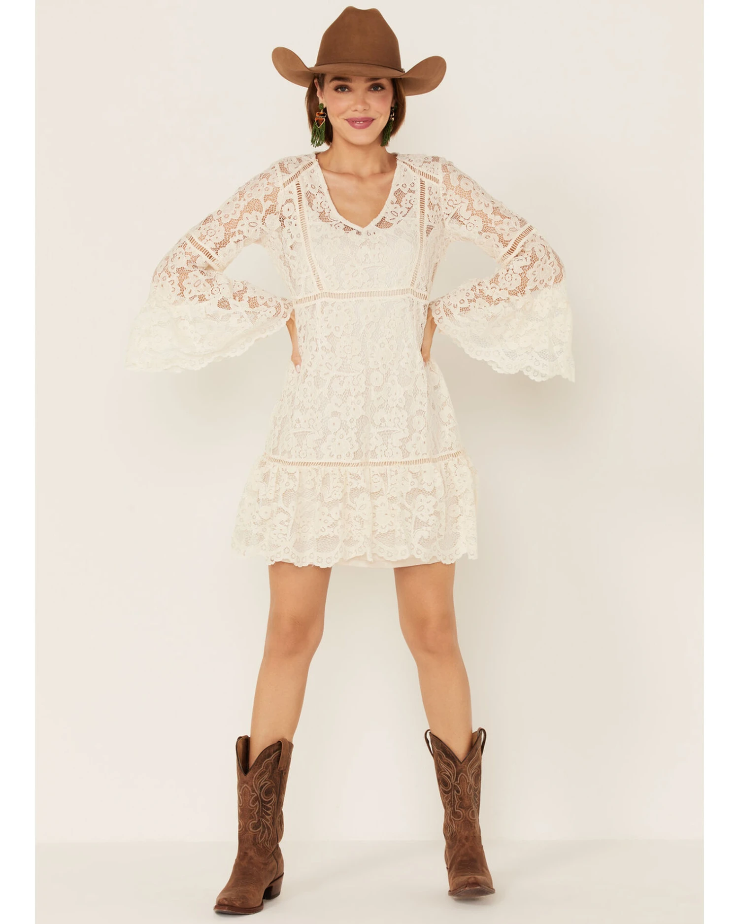 Honey Creek By Scully Women's Lace Crochet Long Sleeve Dress 4 Honey Creek By Scully Women's Lace Crochet Long Sleeve Dress - Image 2