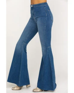 Free People Women's Dark Wash High Rise Just Float On Flare Jeans -Cowboy Wear Shop 2000284725 401 P3