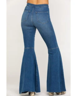 Free People Women's Dark Wash High Rise Just Float On Flare Jeans -Cowboy Wear Shop 2000284725 401 P4