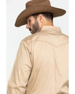Wrangler Retro Men's Tan Solid Long Sleeve Western Shirt  -Cowboy Wear Shop 2000292973 280 P6