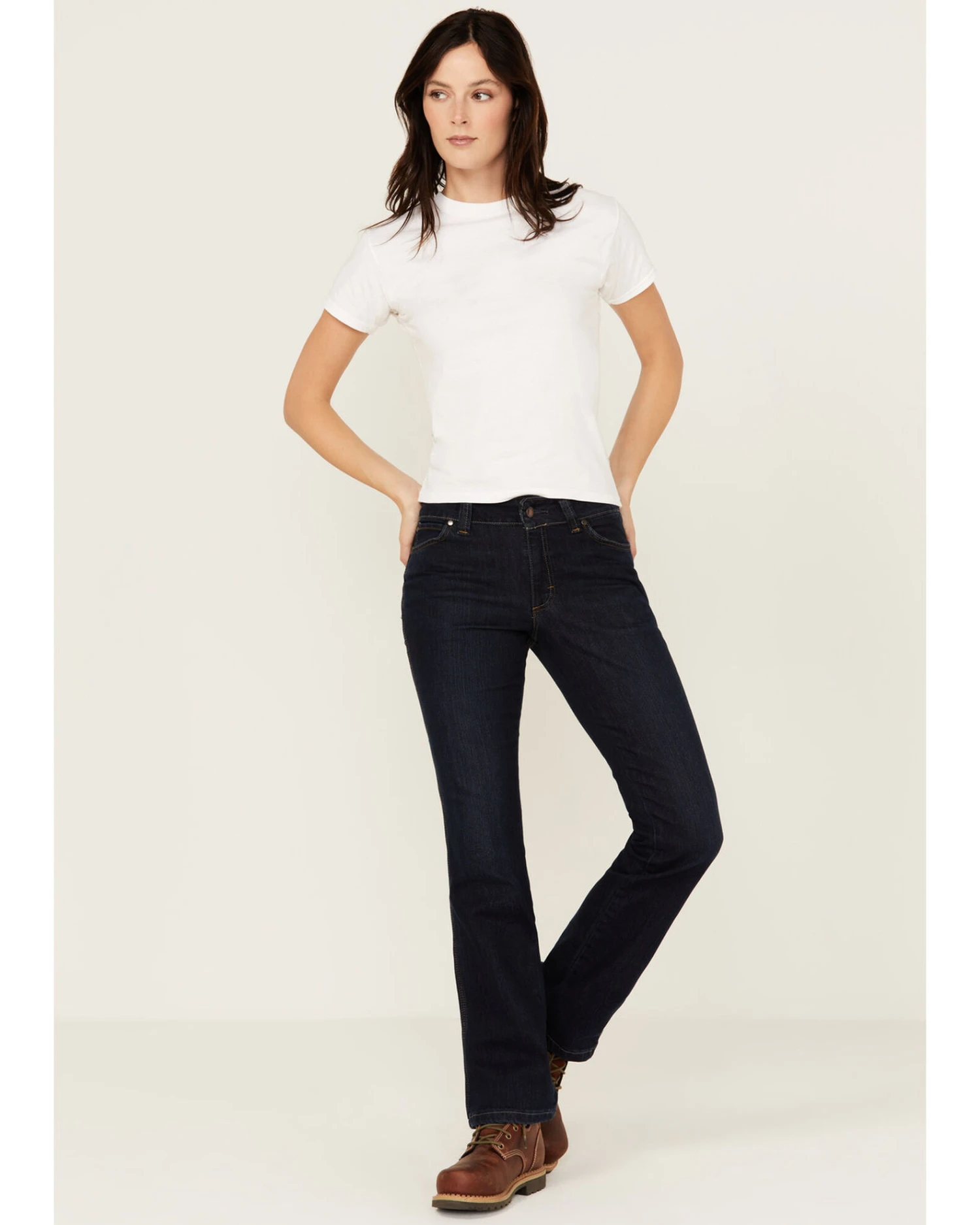 Wrangler Riggs Women's Dark Wash Bootcut Work Jeans 3 Wrangler Riggs Women's Dark Wash Bootcut Work Jeans