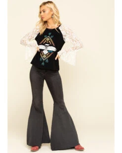 Free People Women's High Rise Dark Wash Just Float On Flare Jeans