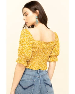 Loveriche Women's Floral Print Smocked Crop Top 12 Loveriche Women's Floral Print Smocked Crop Top -Cowboy Wear Shop 2000327370 702 P5