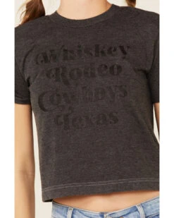 Ali Dee Women's Charcoal Rodeo Whiskey Cowboys Texas Graphic Tee  -Cowboy Wear Shop 2000337655 022 P3