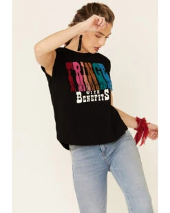 Shyanne Women's Fringe With Benefits Graphic Muscle Tee  -Cowboy Wear Shop 2000338218 001 P3