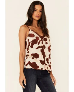 Idyllwind Women's Cow Print Little Lace Cami 