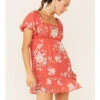 A Collective Story Women's Coral Floral Peasant Tiered Dress -Cowboy Wear Shop 2000346388 850 P1