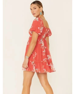 A Collective Story Women's Coral Floral Peasant Tiered Dress -Cowboy Wear Shop 2000346388 850 P4