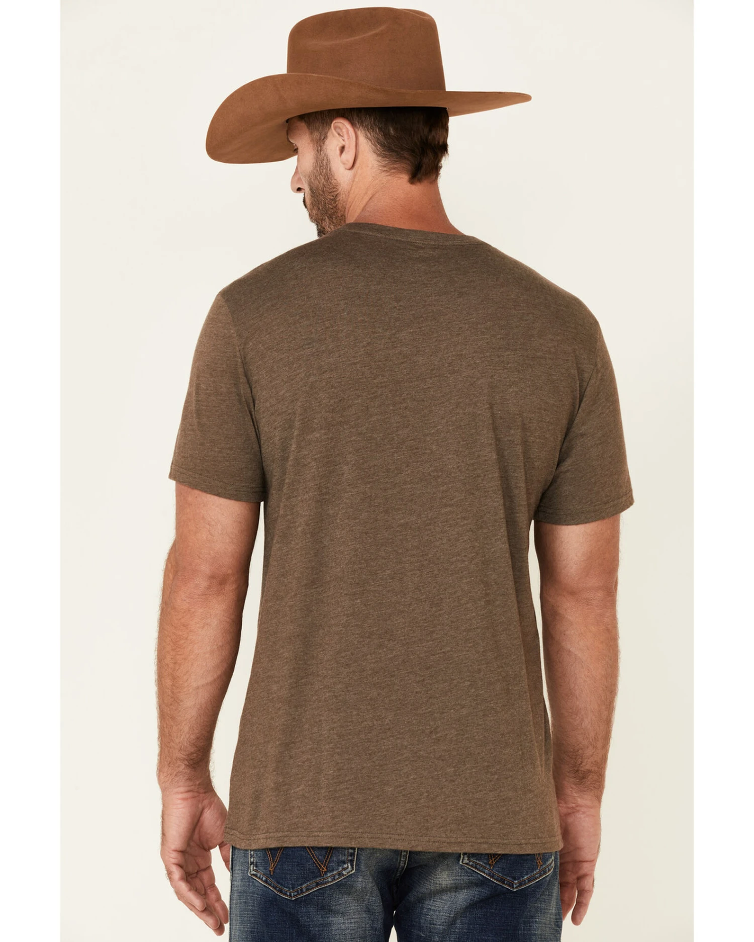 Wrangler Men's Heather Brown Desert Logo Short Sleeve T-Shirt 6 Wrangler Men's Heather Brown Desert Logo Short Sleeve T-Shirt - Image 4