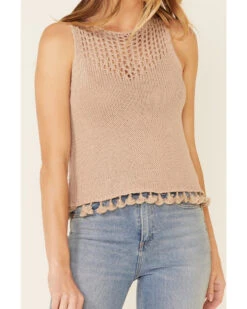 Very J Women's Tassel Trim Knit Sweater Tank Top -Cowboy Wear Shop 2000349819 251 P3