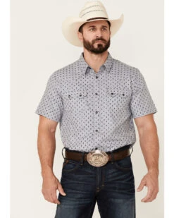 Cody James Men's Double Arrow Geo Print Short Sleeve Snap Western Shirt