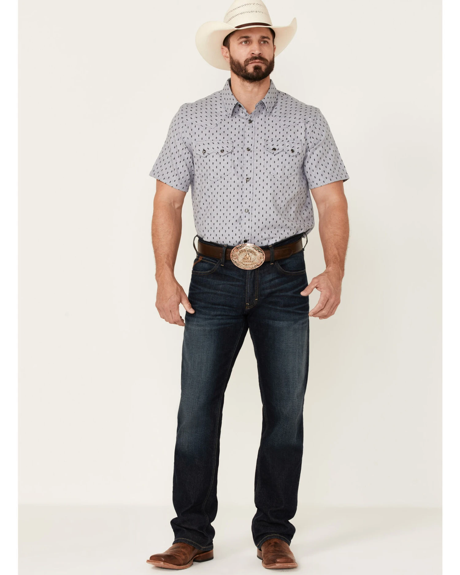 Cody James Men's Double Arrow Geo Print Short Sleeve Snap Western Shirt 4 Cody James Men's Double Arrow Geo Print Short Sleeve Snap Western Shirt - Image 2