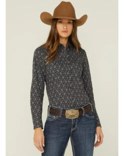 Roper Women's Black Floral & Paisley Snap Western Shirt