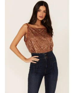 Free People Women's Shimmer & Shine Sequins Bodysuit