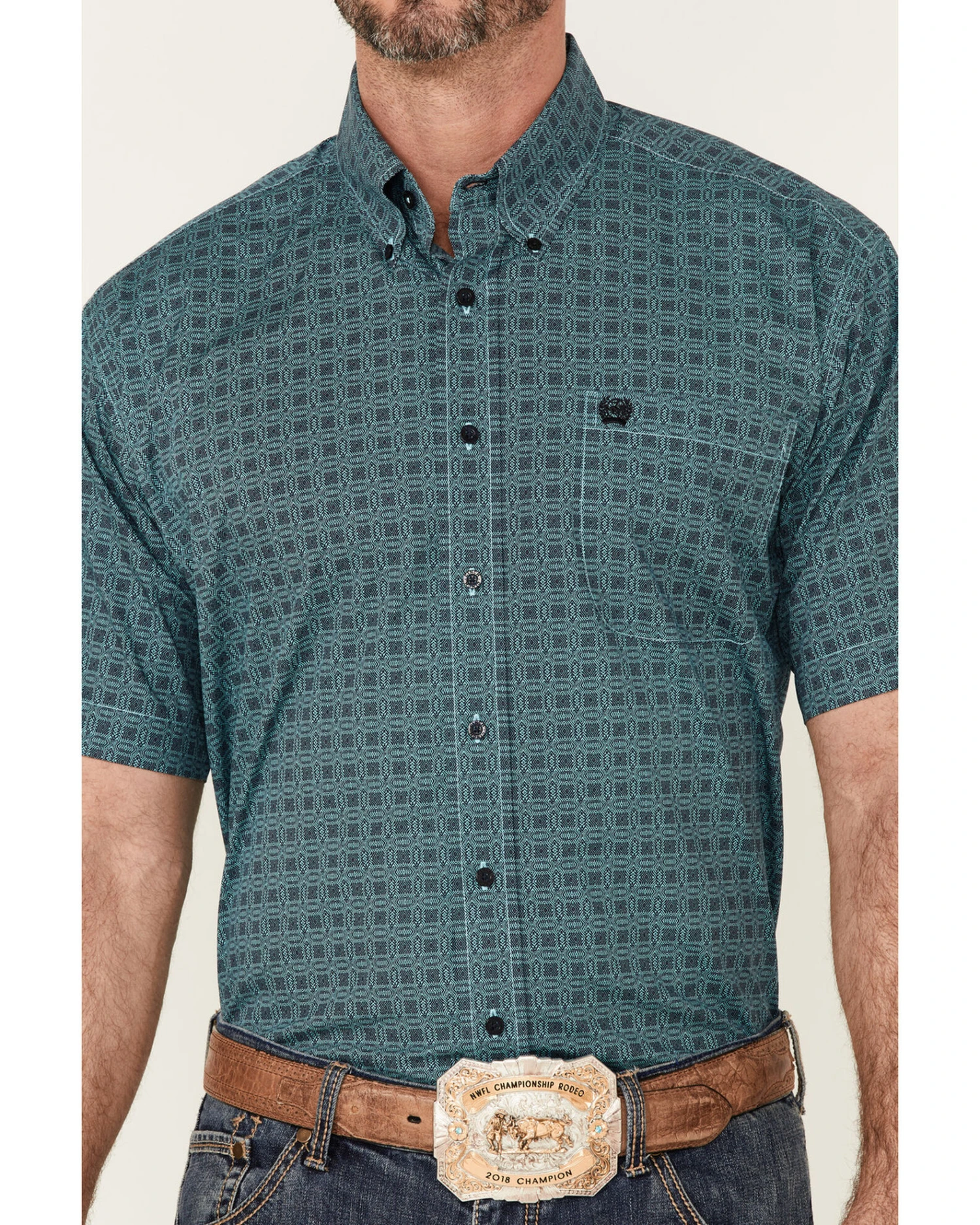 Cinch Men's Geo Print Short Sleeve Button Down Western Shirt - Big 5 Cinch Men's Geo Print Short Sleeve Button Down Western Shirt - Big - Image 3