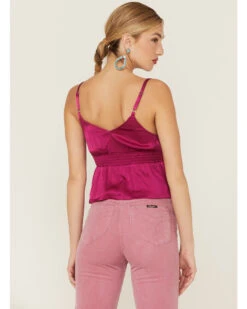 Shyanne Women's Fuchsia Satin Smocked Empire Cami 8 Shyanne Women's Fuchsia Satin Smocked Empire Cami -Cowboy Wear Shop 2000358473 550 P3