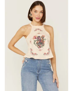 Shyanne Women's Vaquera Floral Graphic Halter Top