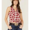Shyanne Women's Plaid Print Stars America Sleeveless Top 1 Shyanne Women's Plaid Print Stars America Sleeveless Top -Cowboy Wear Shop 2000358587 600 P1