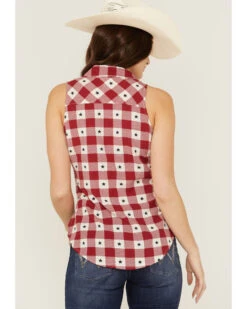 Shyanne Women's Plaid Print Stars America Sleeveless Top -Cowboy Wear Shop 2000358587 600 P4
