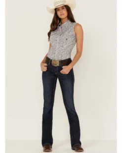 Roper Women's Paisley Print Sleeveless Pearl Snap Western Shirt  -Cowboy Wear Shop 2000358899 100 P4