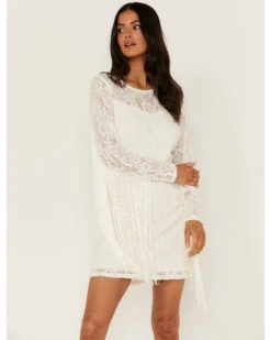 Idyllwind Women's Fairlane Crochet Fringe Ivory Dress