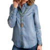 Stetson Women's Solid Denim Long Sleeve Snap Western Shirt  -Cowboy Wear Shop 2000360063 400 P1