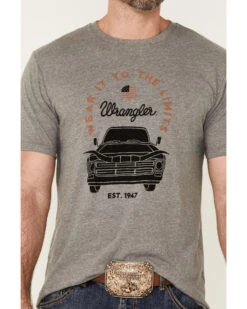 Wrangler Men's Heather Gray Longhorn Car Graphic Short Sleeve T-Shirt  -Cowboy Wear Shop 2000360903 020 P3