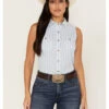 Ariat Women's Stripe Print Boom Boom Sleeveless Snap Western Shirt -Cowboy Wear Shop 2000362870 400 P1