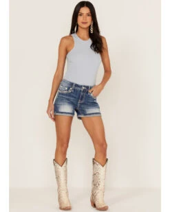 Miss Me Women's Pearl Rhinestone & Embroidered Pocket Denim Jean Shorts 8 Miss Me Women's Pearl Rhinestone & Embroidered Pocket Denim Jean Shorts -Cowboy Wear Shop 2000364474 400 P3