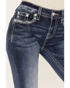 Miss Me Women's Medium Wash Embroidered Turquoise Stone Bootcut Jeans - Long -Cowboy Wear Shop 2000364478 400 P4