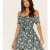 Shyanne Women's Floral Print Smocked Off Shoulder Dress  -Cowboy Wear Shop 2000364762 443 P1