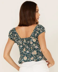 Shyanne Women's Floral Print Flounce Top -Cowboy Wear Shop 2000364763 443 P4