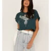 Shyanne Women's Southwestern Eagle Cropped Graphic Tee -Cowboy Wear Shop 2000364770 443 P1