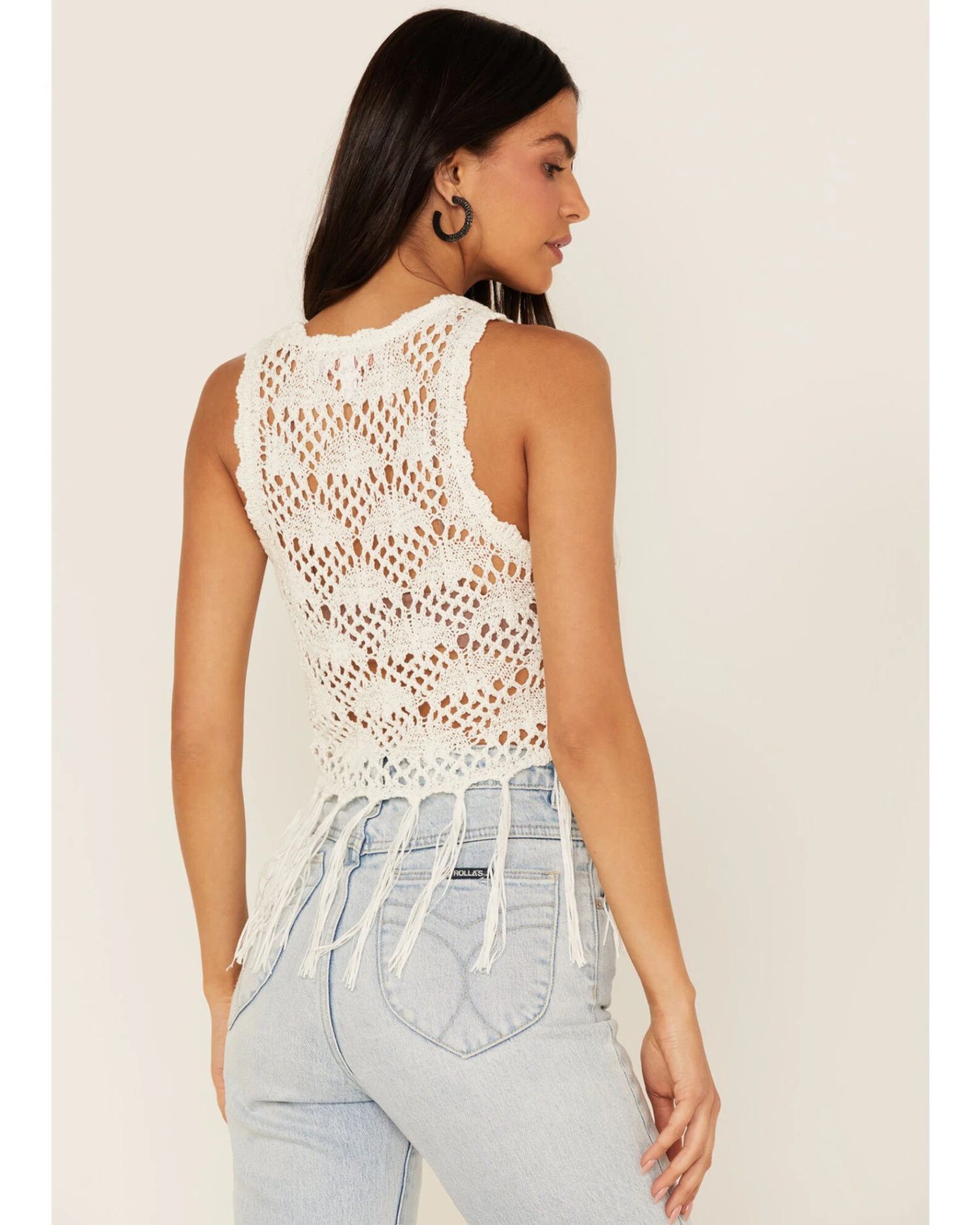 Shyanne Women's Crochet Fringe Tank Top 6 Shyanne Women's Crochet Fringe Tank Top - Image 4