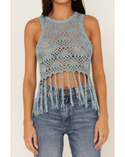 Shyanne Women's Yarn Crochet Fringe Trim Tank -Cowboy Wear Shop 2000364791 450 P3