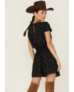 Beyond The Radar Women's Black Ditsy Floral Print Romper  -Cowboy Wear Shop 2000365051 001 P3