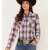 Wrangler Women's Plaid Print Long Sleeve Snap Western Shirt 2 Wrangler Women's Plaid Print Long Sleeve Snap Western Shirt -Cowboy Wear Shop 2000365311 500 P1