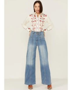 Rockmount Ranchwear Women's Vintage Thistle Floral Embroidery Pearl Snap Western Shirt -Cowboy Wear Shop 2000365331 103 P4