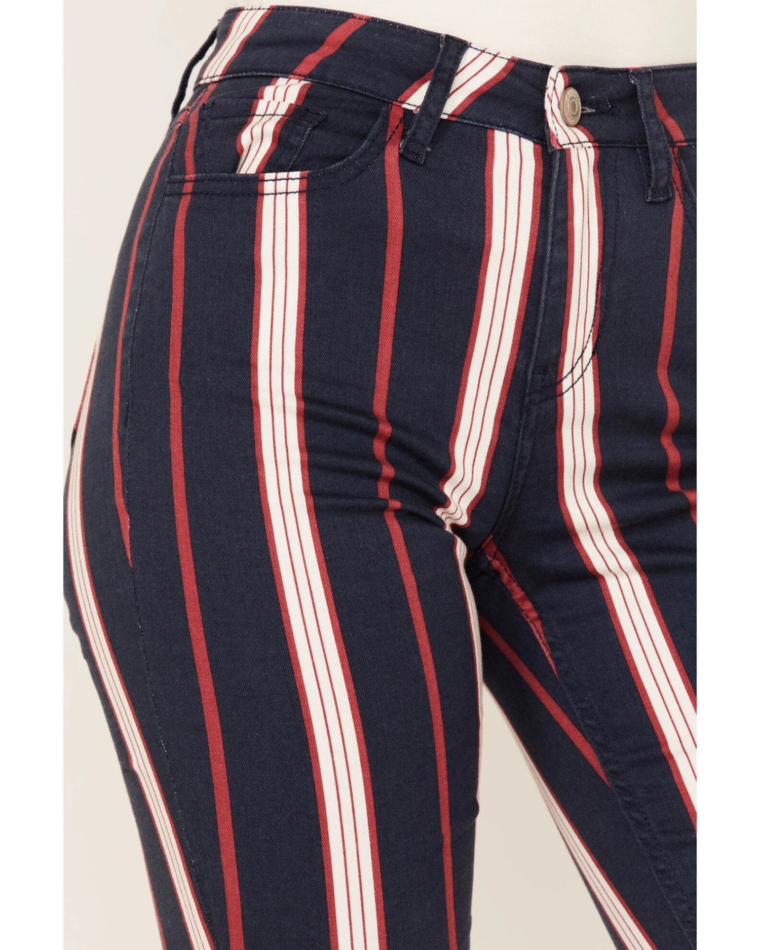 Shyanne Women's High Rise Stripe Super Flare Jeans 4 Shyanne Women's High Rise Stripe Super Flare Jeans - Image 2