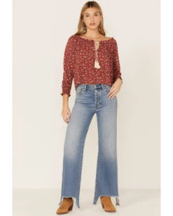 Wild Moss Women's Rust Floral Peasant Top -Cowboy Wear Shop 2000365778 220 P4