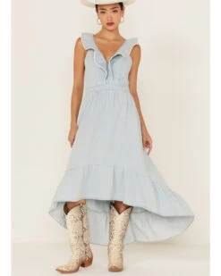 Molly Bracken Women's Ruffle Trim Cross Back Maxi Dress -Cowboy Wear Shop 2000365795 450 P2