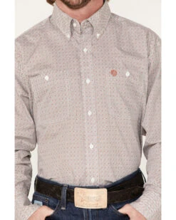 George Strait By Wrangler Men's Lone Sleeve Two Pocket Button Down Print Western Shirt - Big & Tall -Cowboy Wear Shop 2000365961 600 P3