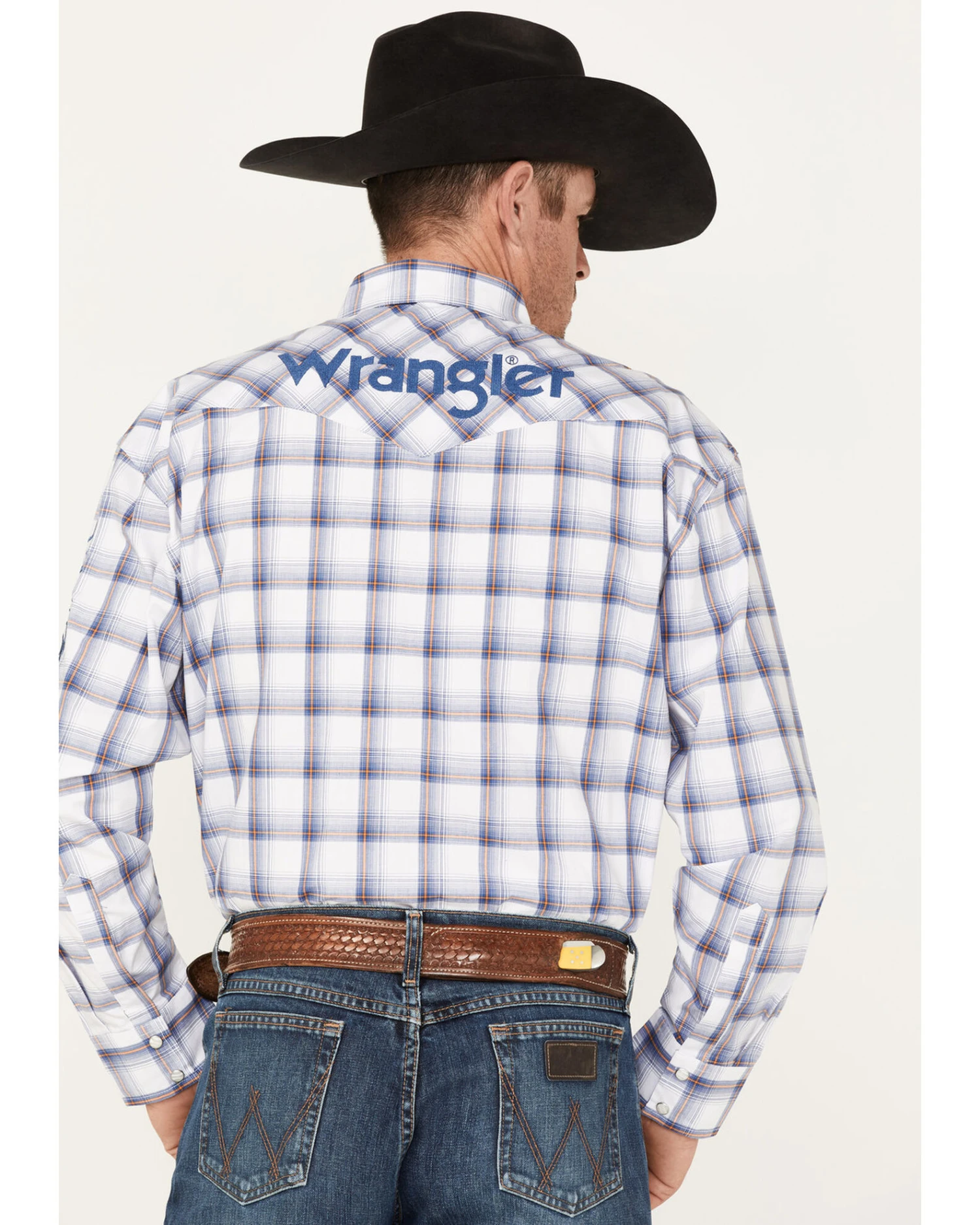 Wrangler Men's Plaid Print Embroidered Logo Long Sleeve Snap Western Shirt 6 Wrangler Men's Plaid Print Embroidered Logo Long Sleeve Snap Western Shirt - Image 4
