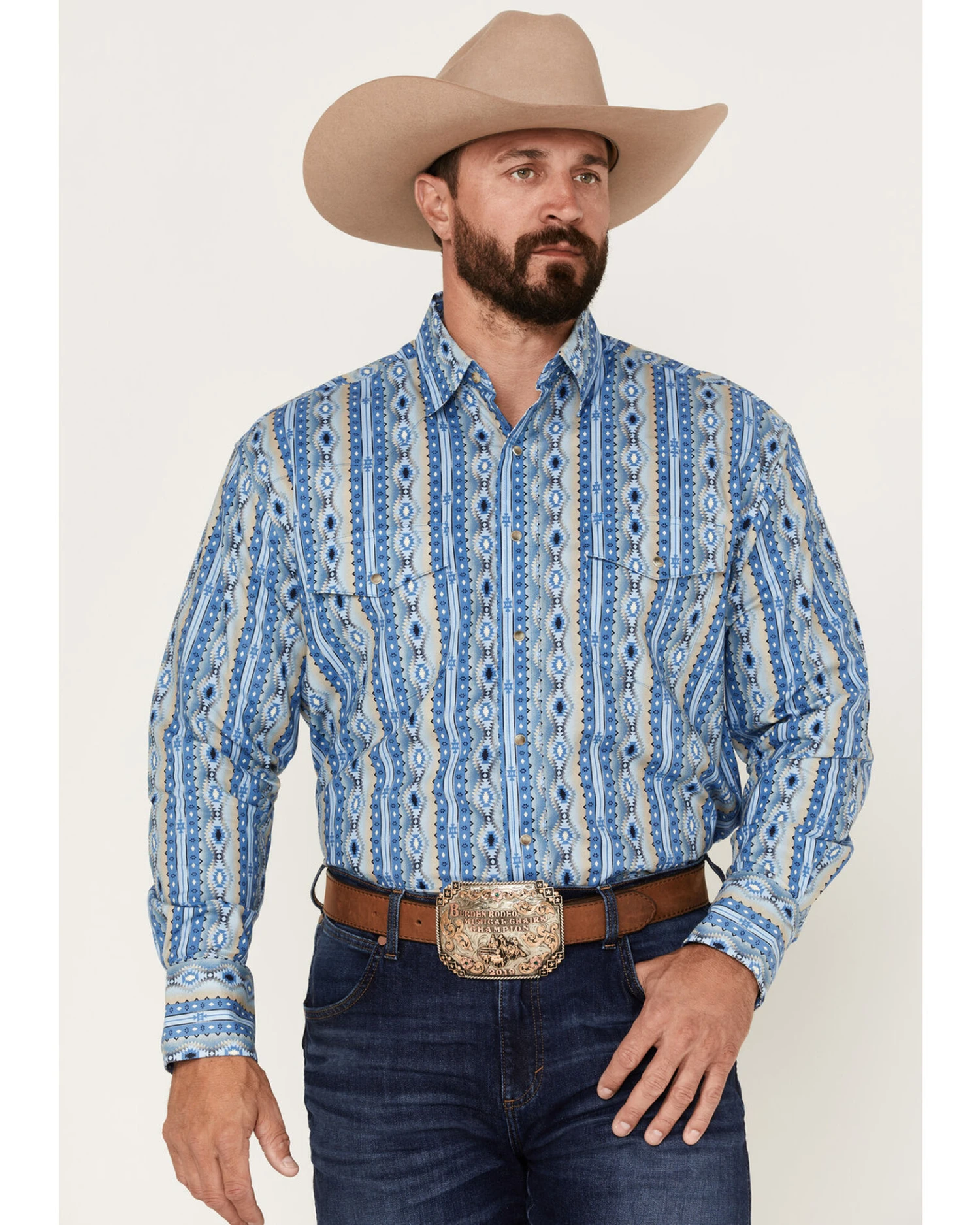 Wrangler Men's Checotah Southwestern Stripe Snap Western Shirt 3 Wrangler Men's Checotah Southwestern Stripe Snap Western Shirt