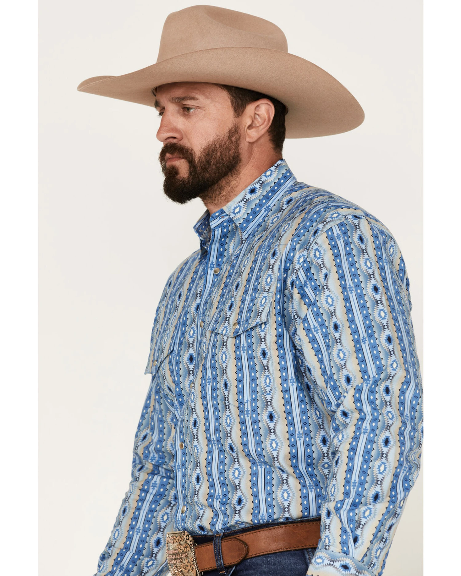 Wrangler Men's Checotah Southwestern Stripe Snap Western Shirt 4 Wrangler Men's Checotah Southwestern Stripe Snap Western Shirt - Image 2