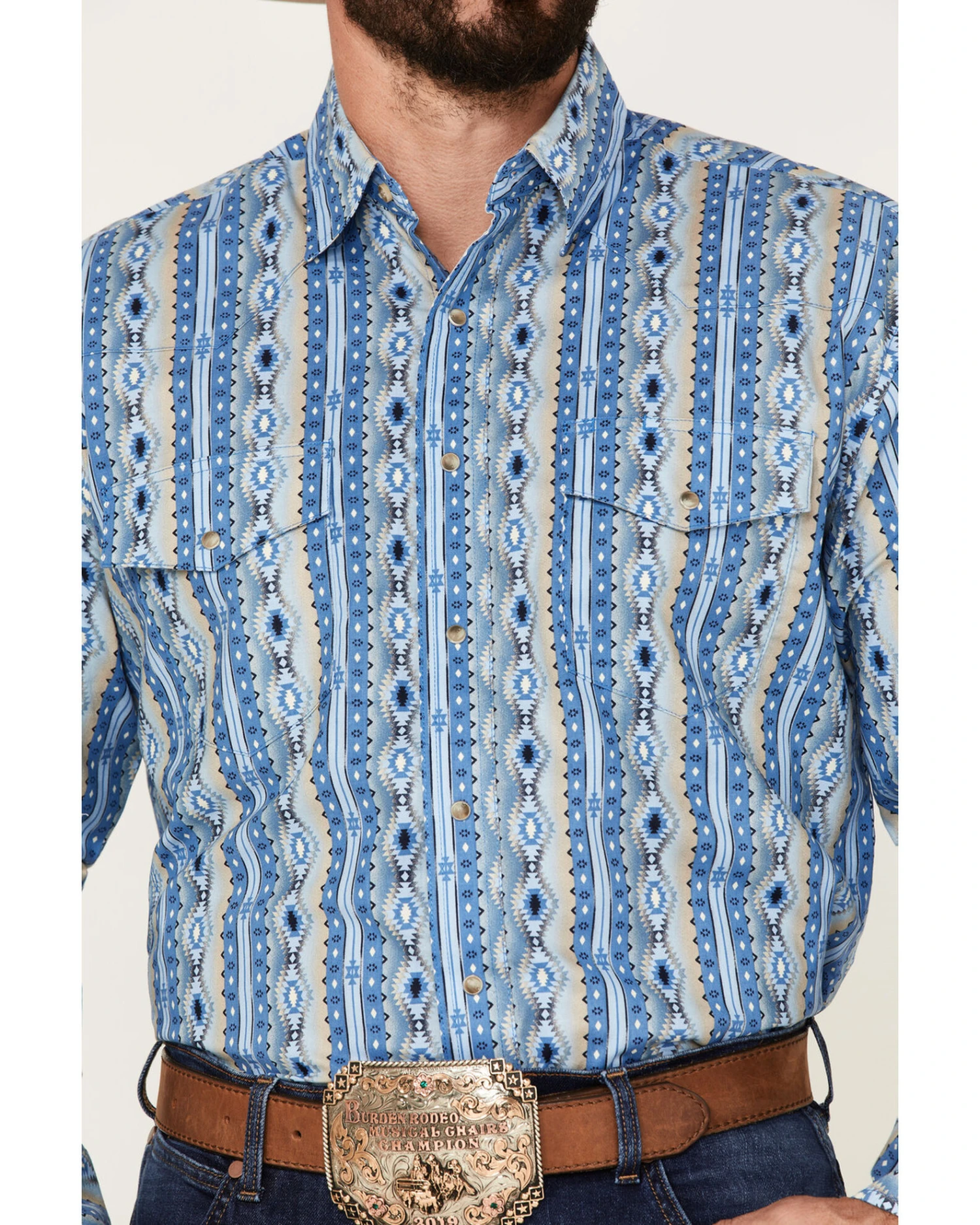 Wrangler Men's Checotah Southwestern Stripe Snap Western Shirt 5 Wrangler Men's Checotah Southwestern Stripe Snap Western Shirt - Image 3